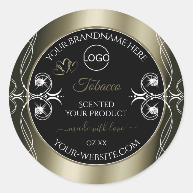 Luxurious Platinum Black Product Labels with Logo (Front)