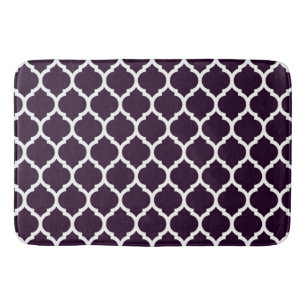 Luxurious Plum Purple Moroccan Quatrefoil Pattern Bath Mat