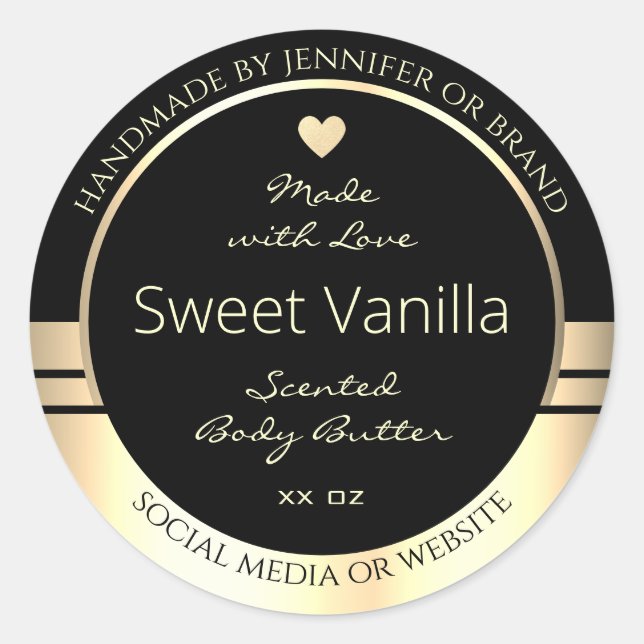 Luxurious Product Packaging Labels Black and Gold (Front)