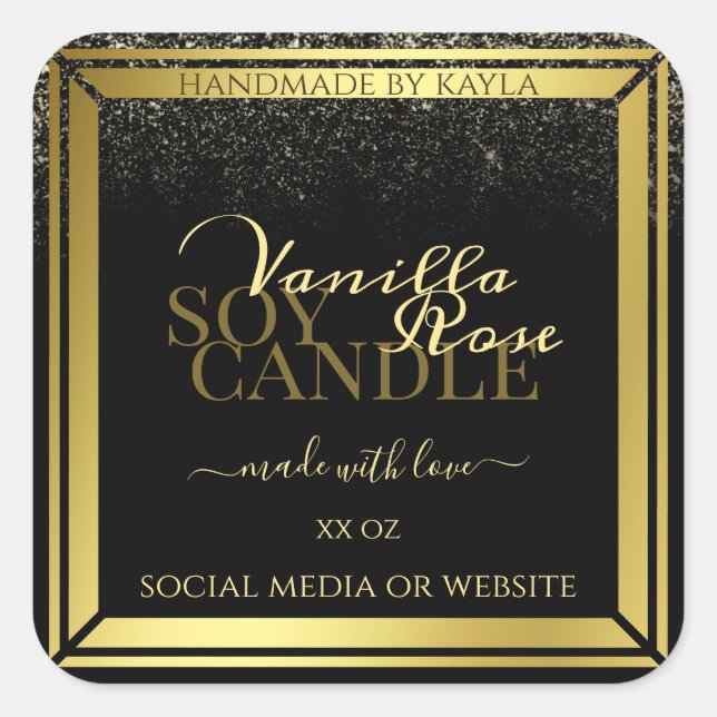 Luxurious Product Packaging Labels Black and Gold (Front)