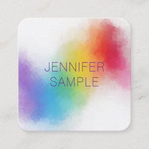 Luxurious Professional Modern Elegant Rainbow Square Business Card