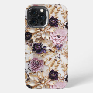 Luxurious Purple and Gold Floral iPhone 13 Pro Max Case