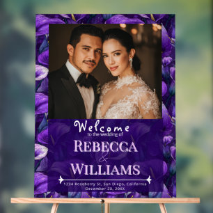 Luxurious Purple Calla Lilies Flower Rustic Weddin Acrylic Sign