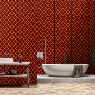 luxurious Red and Gold Geometric Wallpaper