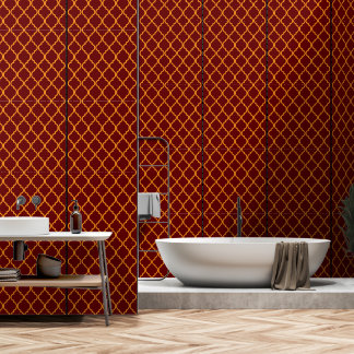luxurious Red and Gold Geometric  Wallpaper
