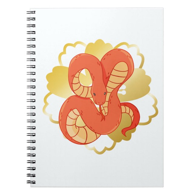 Luxurious Red Serpent & Gold Floral Art Planner -  Notebook (Front)