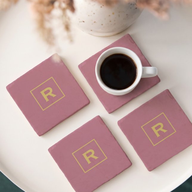 Luxurious Red Solid Colour Classic Plain Initial Stone Coaster (Creator Uploaded)