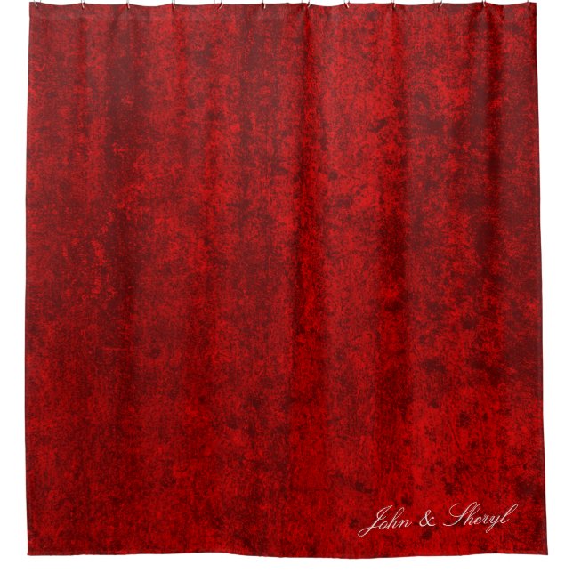 Luxurious Red Velvet Grunge Texture Shower Curtain (Front)
