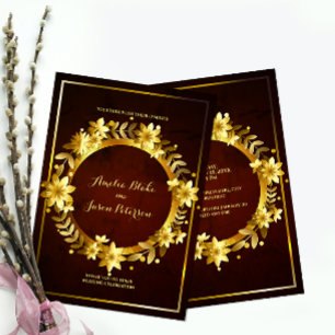 Luxurious Regal Gold Frame Wedding Invitation