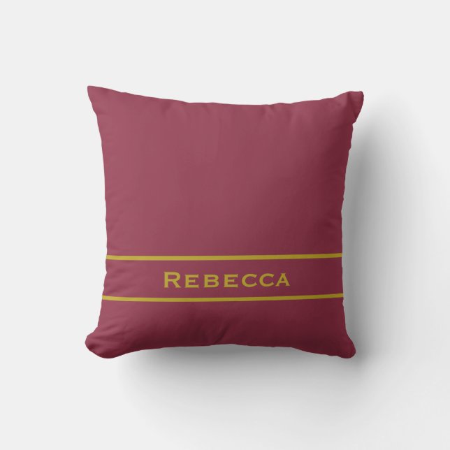 Luxurious Retro Red Solid Colour Plain Monogram Throw Pillow (Front)