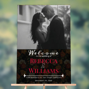 Luxurious Rose Flower Rustic Wedding Signs