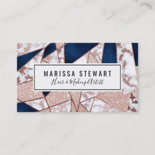 Luxurious Rose Gold Glitter Geometric Marble Business Card