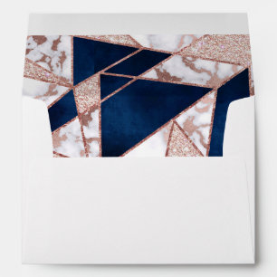 Luxurious Rose Gold Glitter Geometric Marble Envelope