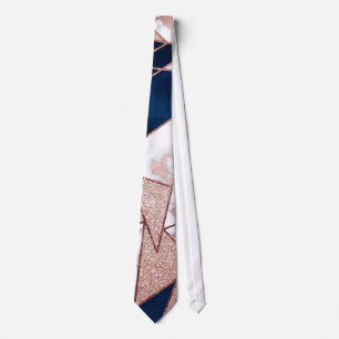 Luxurious Rose Gold Glitter Geometric Marble Tie