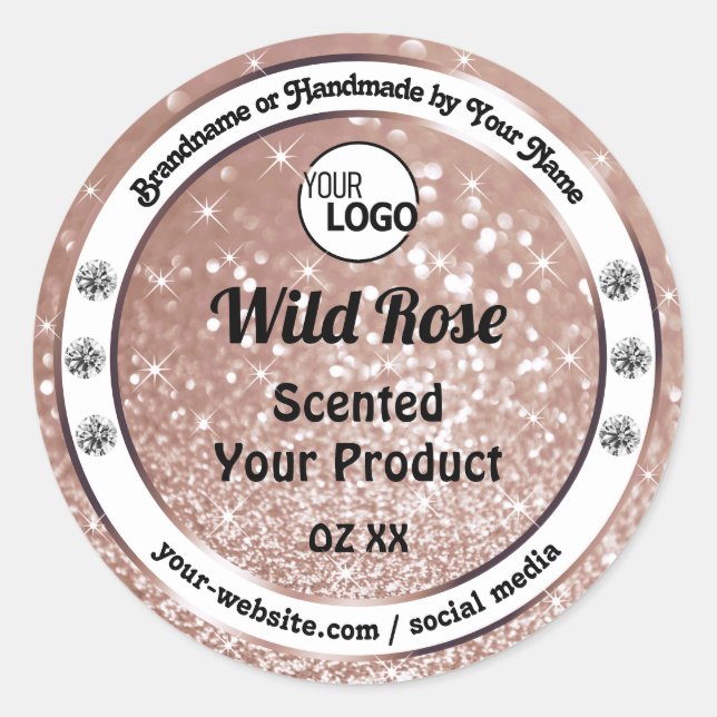 Luxurious Rose Gold Glitter Product Label Add Logo (Front)