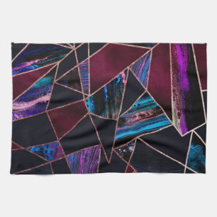Luxurious Rose Gold Liquid Paint Marble Geometric Kitchen Towel