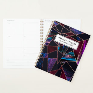 Luxurious Rose Gold Liquid Paint Marble Geometric Planner