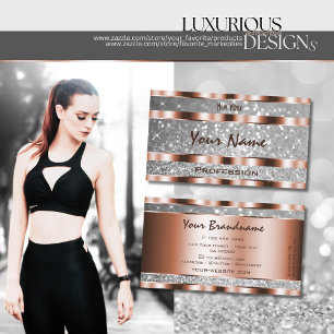 Luxurious Rose Gold Silver Glitter Stars Elegant  Business Card