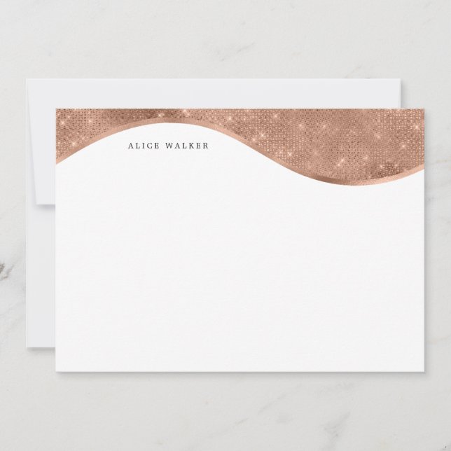 luxurious rose gold sparkle foil monogram card (Front)