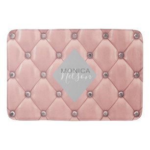 luxurious rose gold tufted monogram bath mat