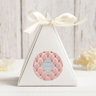 Luxurious Rose Gold Tufted Monogram Classic Round Sticker