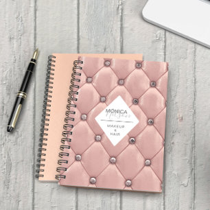 Luxurious Rose Gold Tufted Monogram Notebook
