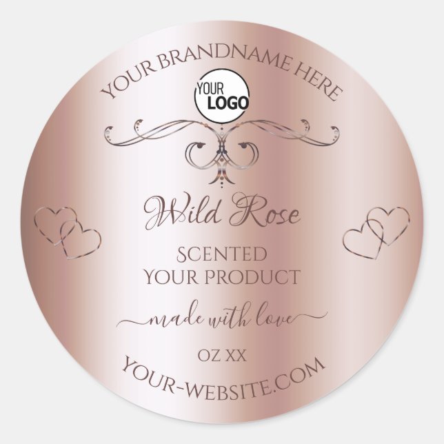 Luxurious Rose Golden Ornate Product Labels Logo (Front)