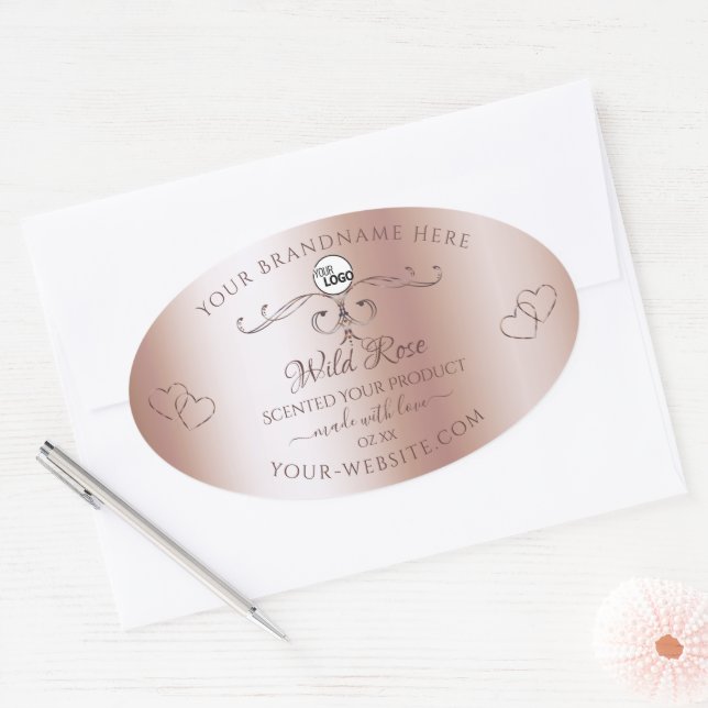 Luxurious Rose Golden Ornate Product Labels Logo (Envelope)