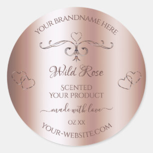 Luxurious Rose Golden Product Label Ornate Hearts