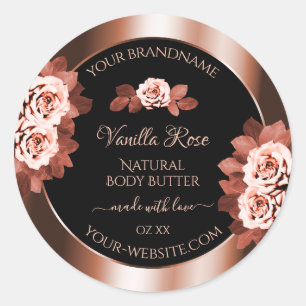 Luxurious Rosegold and Black Product Labels Roses