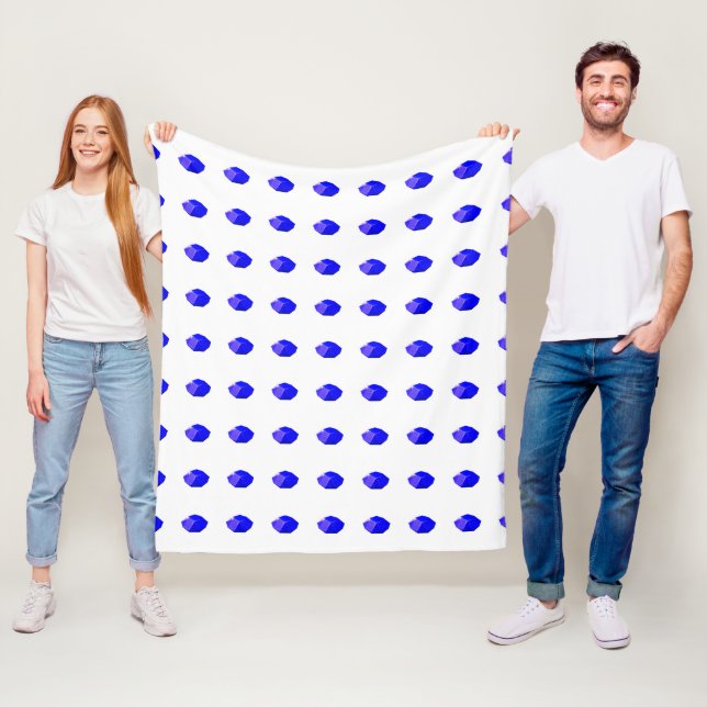 Luxurious Royal Blue Diamond Custom image Printed Fleece Blanket (In Situ)