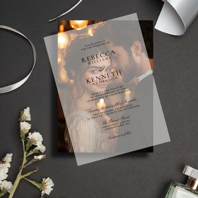 Luxurious Rustic Modern Minimalist Wedding Vellum Invitations (Creator Uploaded)