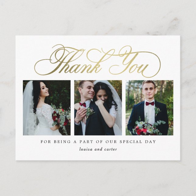 Luxurious Script EDITABLE COLOR Thank You Postcard (Front)