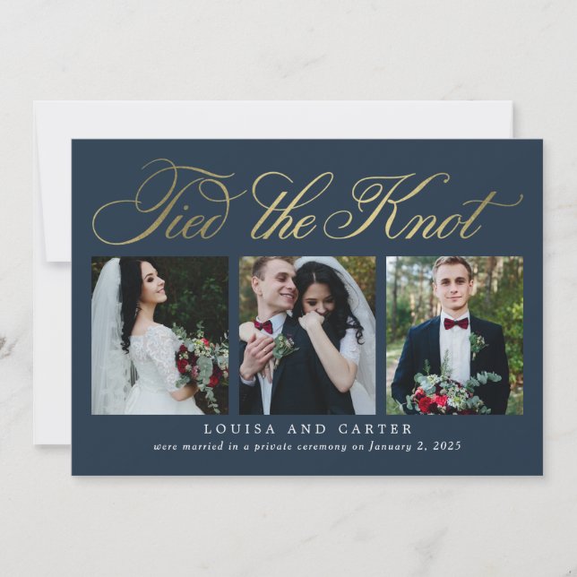 Luxurious Script Wedding Announcement (Front)