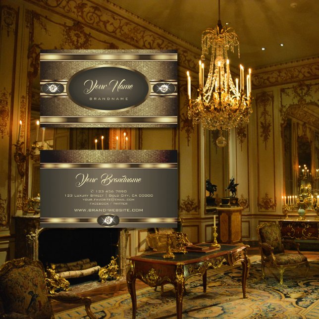 Luxurious Shimmery Diamonds with Gold Effects Business Card (Creator Uploaded)