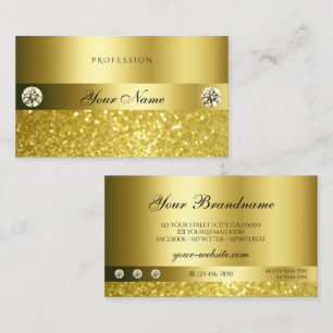 Luxurious Shimmery Glitter Diamonds Luminous Gold Business Card