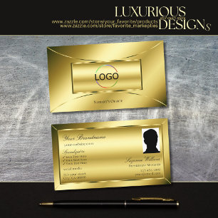 Luxurious Shimmery Gold with Logo and Photo Decent Business Card