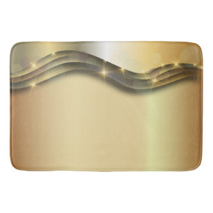 Luxurious Shiny Sparkling Gold Layered Abstract Bath Mat