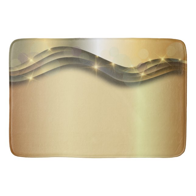 Luxurious Shiny Sparkling Gold Layered Abstract Bath Mat (Front)