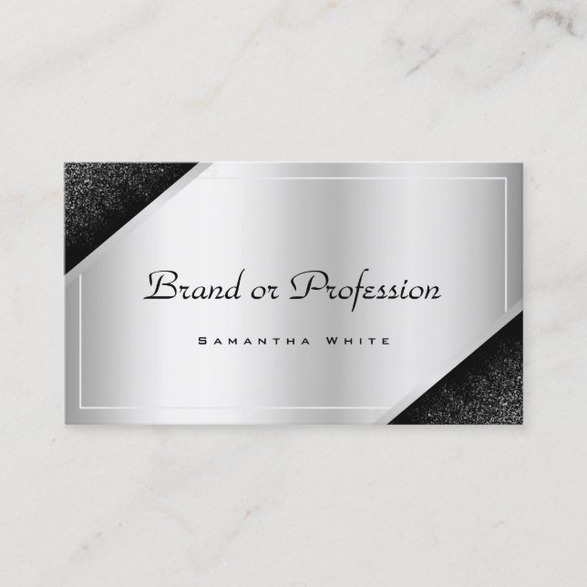 Luxurious Silver Gradient Shimmery Professional Business Card (Front)