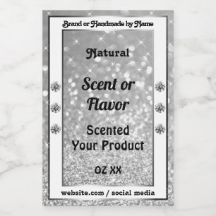 Luxurious Silver Sparkling Glitter Product Labels