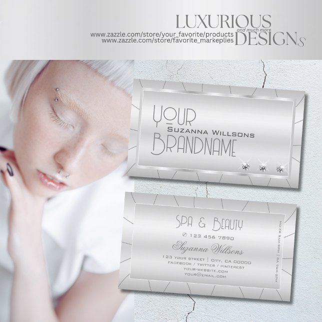 Luxurious Silver with Ornate and Diamonds Creative Business Card (Creator Uploaded)