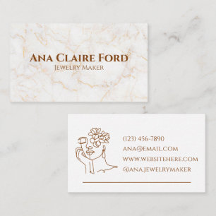 Luxurious Simple Marble White Gold Boho Art Clean Business Card