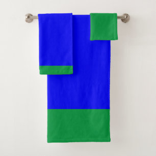 LUXURIOUS SPA COBALT BRIGHT BLUE GREEN TRIM BATH TOWEL SET