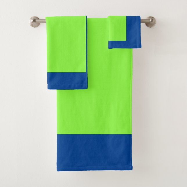 LUXURIOUS SPA LIME GREEN AND BLUE BATH TOWEL SET (Insitu)