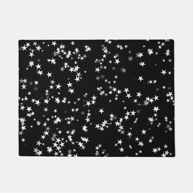 Luxurious Starry Sky Black Star Elegance Astronomy Doormat (Front)