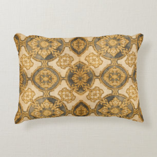 Luxurious Tapestry Pattern, Gold Black Beigi Accent Pillow