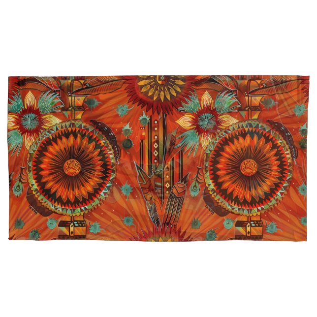 Luxurious Teal "Intricate Echoes" King Pillowcases (Front-Left)