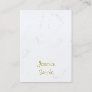 Luxurious Template Modern White Marble Gold Script Business Card