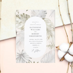 Luxurious Tropical Foliage Blush Wedding Invitation